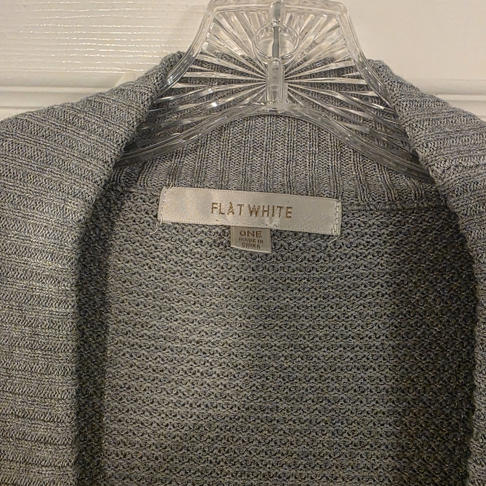 Anthropologie Cropped Puff Sleeve Cardigan Grey One Size - Picture 2 of 4